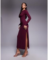 Kaiia - Exclusive Knit Slash Neck Long Sleeve Maxi Dress - Lyst
