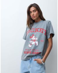 ASOS - Disney Oversized T-Shirt Met Schoudervulling En Mickey Mouse Varsityprint - Lyst