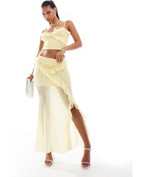 ASOS - Mesh Split Front Ruffle Maxi Skirt - Lyst