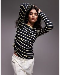 TOPSHOP - Stripe Hitched Side Long Sleeve Top - Lyst