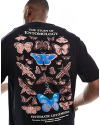 Jack & Jones - T-shirt oversize nera con stampa entomologica sul retro - Lyst