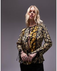 TOPSHOP - Bedjack Met Gebloemde Patchwork Sjaalprint En Gestrikte Voorkant - Lyst