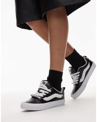 Vans - Knu skool - baskets en cuir à détail métallisé - et blanc - Lyst