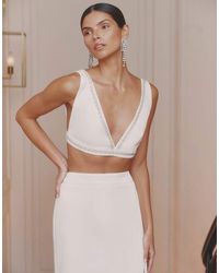 4th & Reckless - Satin Embellished Trim Bralette Crop Top - Lyst