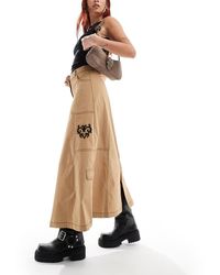 Collusion - Rip Stop Maxi Skirt With Contrast Stitch And Embroidery Emblem - Lyst