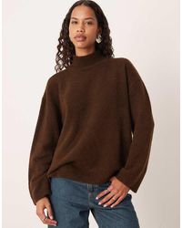 ASOS - Longline Jumper With Funnel Neck - Lyst