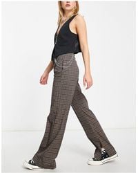 Bershka - Pantalon d'ensemble coupe ample habillée à carreaux - Lyst