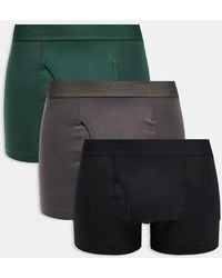 Weekday - Pack De 3 Calzoncillos Bóxer De Color Negro, Topo Y Verde Oscuro De - Lyst