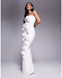Wanderdoll - Palma Sculpting Second Skin Bandeau Corsage Detail Fishtail Maxi Dress - Lyst