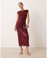 Gina Tricot - Fallen Off One Shoulder Asymmetric Sequin Maxi Dress - Lyst