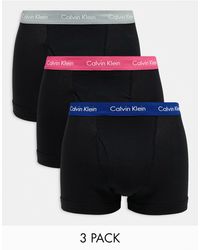 Calvin Klein - Cotton stretch - confezione da 3 boxer aderenti traspiranti neri con elastico colorato - Lyst