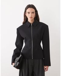 ASOS - Tailored Cinch Waist Zip Through Jacket - Lyst