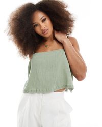 ASOS - Crinkle Linen Mix Square Neck Cami Top - Lyst