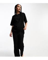ASOS - Pantalones De Pijama Negros De Algodón Mix & Match De Asos Design Petite - Lyst