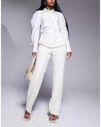 ASOS - Pantaloni Sartoriali Dritti Slim Color Crema - Lyst