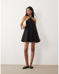 ASOS - Poplin Halter Neck Swing Mini Sundress - Lyst