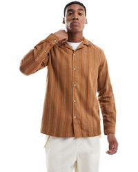 Only & Sons - Camisa Marrón Claro A Rayas Holgada De Manga Larga De - Lyst