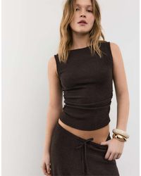 Stradivarius - Gathered Texture T-shirt - Lyst
