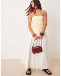 Abercrombie & Fitch - Gonna Lunga Ampia Bianca Con Vita Elasticizzata - Lyst