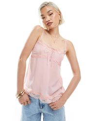 Miss Selfridge - Top De Tirantes Con Ribete De Encaje De Bambula De - Lyst