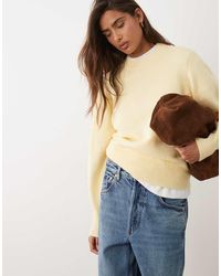 ASOS - Waisted Crew Neck Jumper With Wool - Lyst