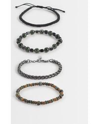 ASOS - 4 Pack Green Beaded Rope And Chain Bracelet - Lyst