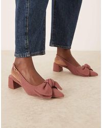 ASOS - Symbol Bow Slingback Mid Block Heeled Shoes - Lyst