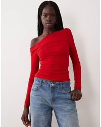 Miss Selfridge - Long Sleeve Twist Top With Lace Trim - Lyst