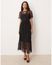 Lovedrobe - Short Sleeve Lace Midi Dress - Lyst