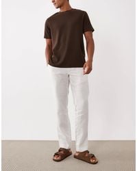 Mango - Pantalon en lin - crème - Lyst
