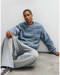 ASOS - Oversized Knitted Brushed Stripe Sweater - Lyst
