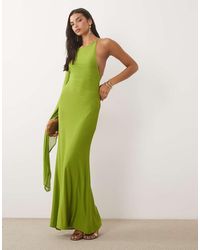 ASOS - Draped Scarf Sleeve Mesh Maxi Dress - Lyst