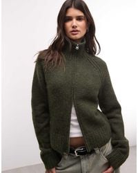 Weekday - Wool Blend Hairy Knit Zip Through Cardigan - Lyst