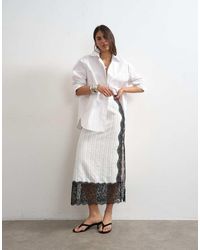 TOPSHOP - Lace Panel Column Maxi Skirt - Lyst