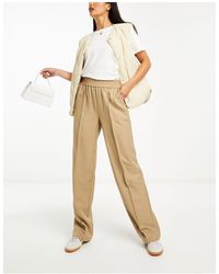 Vila - Elasticated Waist Wide Leg Trousers With Pintuck Front - Lyst