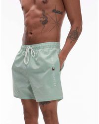 Tommy Hilfiger - Gestreepte Zwemshort Met Logo Aan De Zijkant En Trekkoord - Lyst