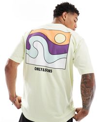 Only & Sons - Relaxed Fit T-shirt With Block Beach Back Print - Lyst