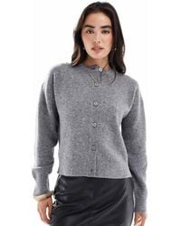 New Look - Crew Neck Button Down Cardigan - Lyst