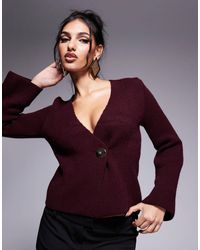 River Island - Gilet boutonné asymétrique - bordeaux - Lyst