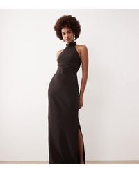 ASOS - Asos Design Tall Chiffon High Neck Midi Dress - Lyst