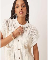 ASOS - Knitted Pointelle Crew Neck Boxy Waistcoat - Lyst