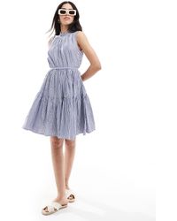 French Connection - Hoogsluitende Mini Jurk Met Stroken En Strepen - Lyst