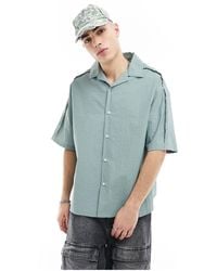 Collusion - Techy Short Sleeve Revere Shirt With Raw Seam Detail - Lyst