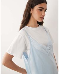 ASOS - Short Sleeve Lace Overlay Mini Dress - Lyst