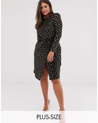 Flounce London Mini-jurk Met Overslag Vooraan En Schouderpads - Zwart