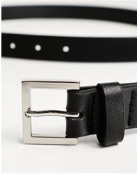 ASOS - Smart Faux Leather Skinny Belt With Silver Buckle - Lyst