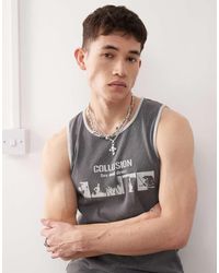 Collusion - Camiseta Lavado De Corte Skater Holgado Sin Mangas Con Estampado Gráfico De - Lyst