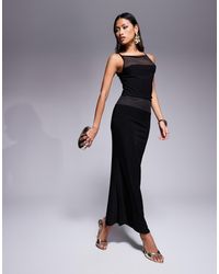 ASOS - Gonna Lunga A Sirena Nera Aderente Con Pannello - Lyst
