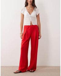 ASOS - Co-ord Interlock Pleated Pull On Wide Leg Trousers - Lyst
