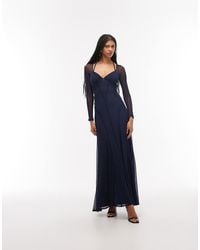 ASOS - Mesh Long Sleeve Maxi Dress With Exposed Seam Detail - Lyst